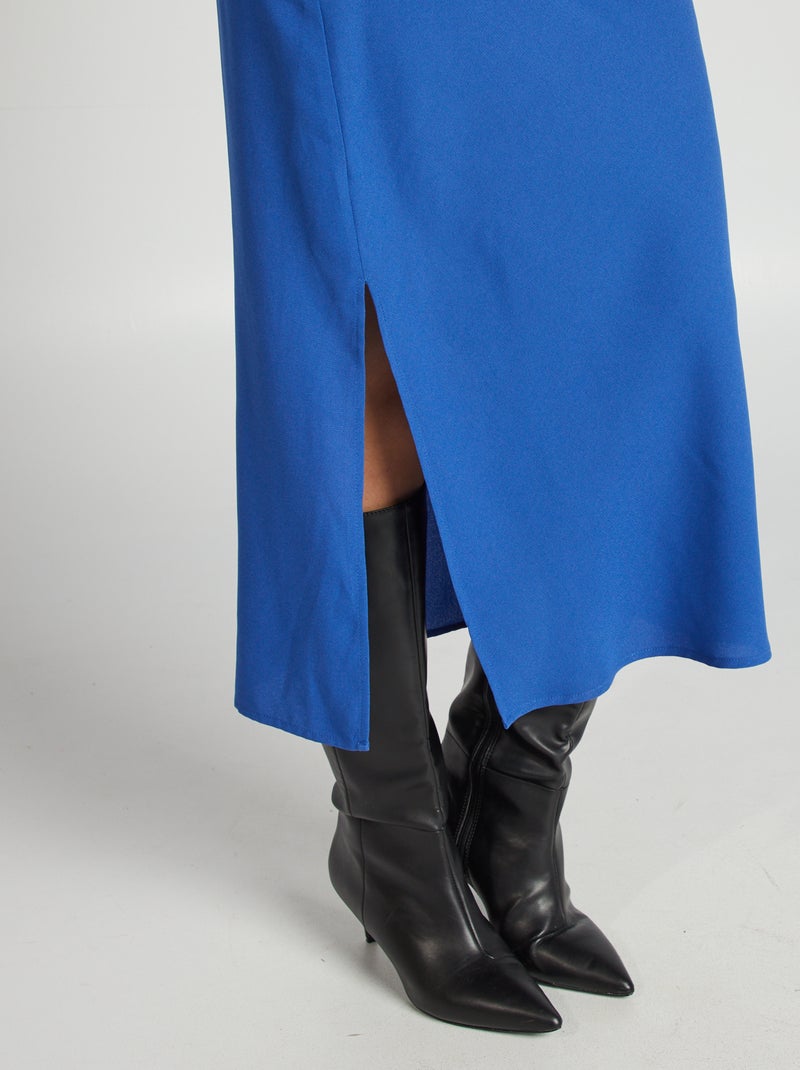 Vestido vaporoso con cuello desbocado AZUL - Kiabi