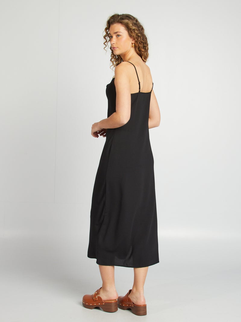 Vestido vaporoso con cuello desbocado negro - Kiabi