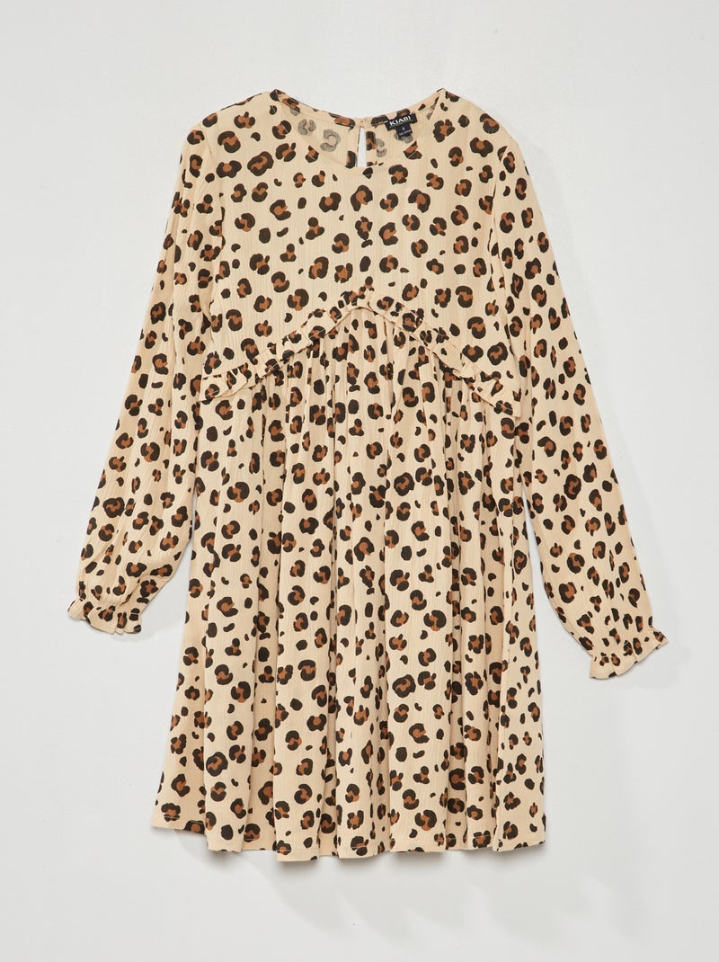 Vestido vaporoso con estampado BEIGE - Kiabi