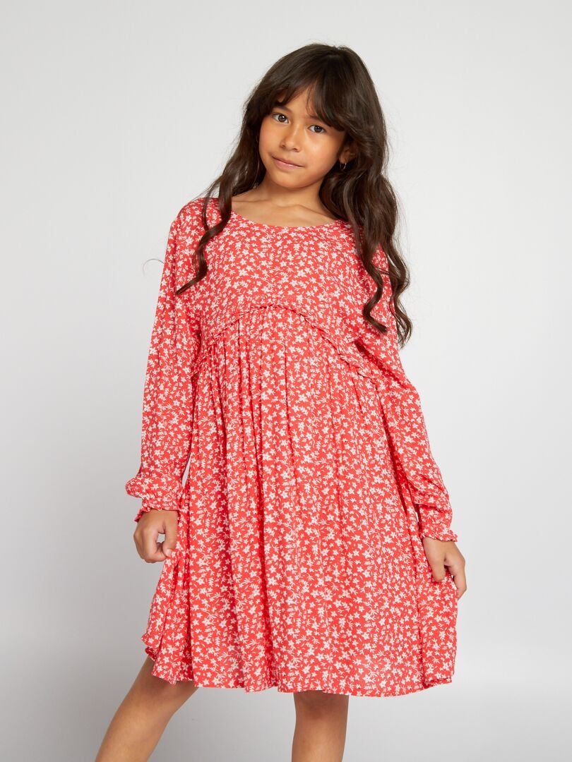 Vestido vaporoso con estampado ROJO - Kiabi