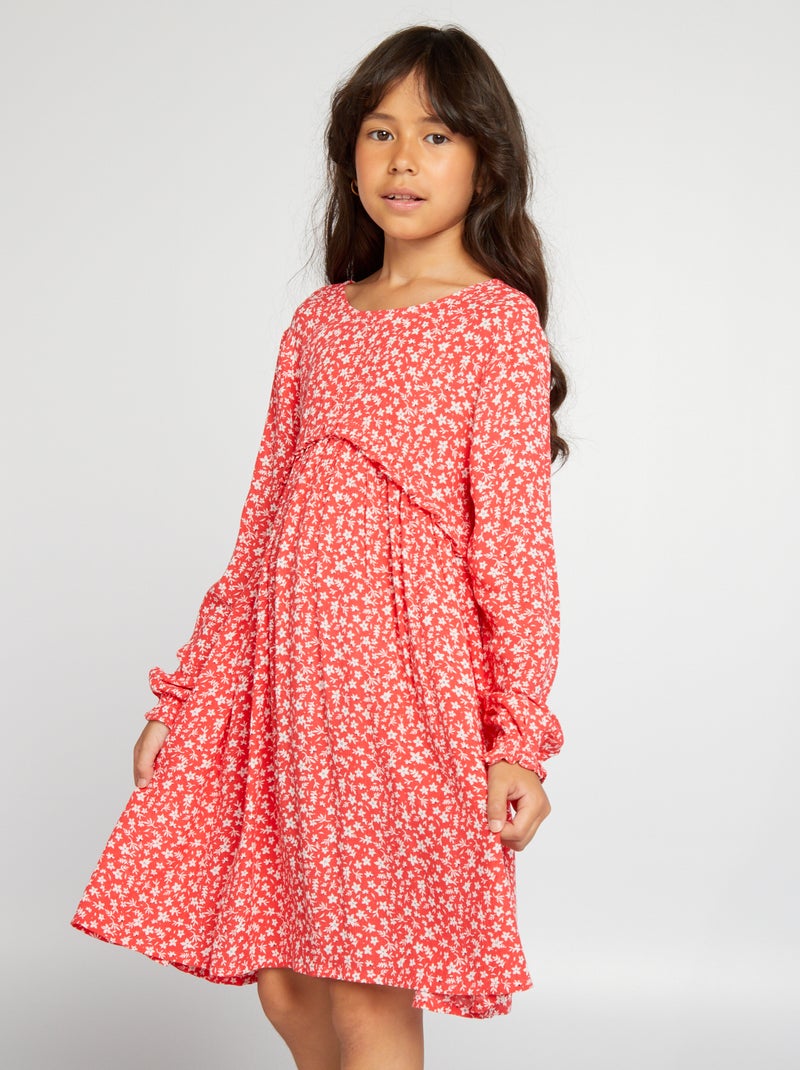 Vestido vaporoso con estampado ROJO - Kiabi