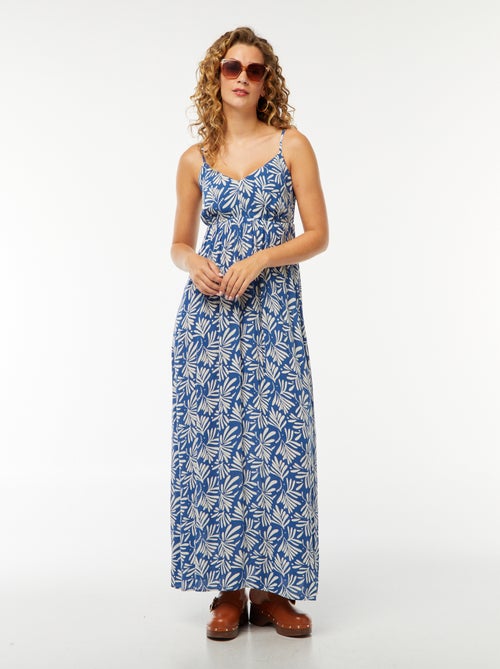 Vestido vaporoso con motivo floral y tirantes finos ajustables - Kiabi