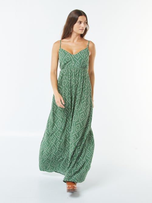 Vestido vaporoso con motivo floral y tirantes finos ajustables - Kiabi