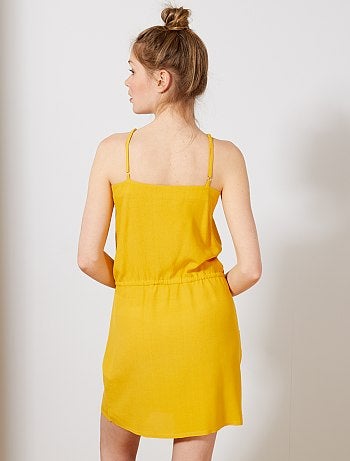 Vestido vaporoso con tirantes finos ajustables - Kiabi