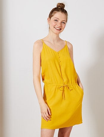 Vestido vaporoso con tirantes finos ajustables - Kiabi