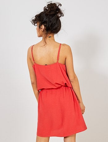 Vestido vaporoso con tirantes finos ajustables - Kiabi