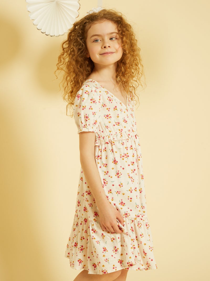 Vestido vaporoso de flores BLANCO - Kiabi