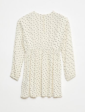 Vestido vaporoso de flores de punto de crepé