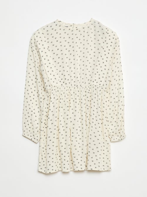 Vestido vaporoso de flores de punto de crepé - Kiabi