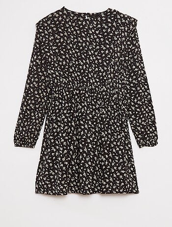 Vestido vaporoso de flores de punto de crepé