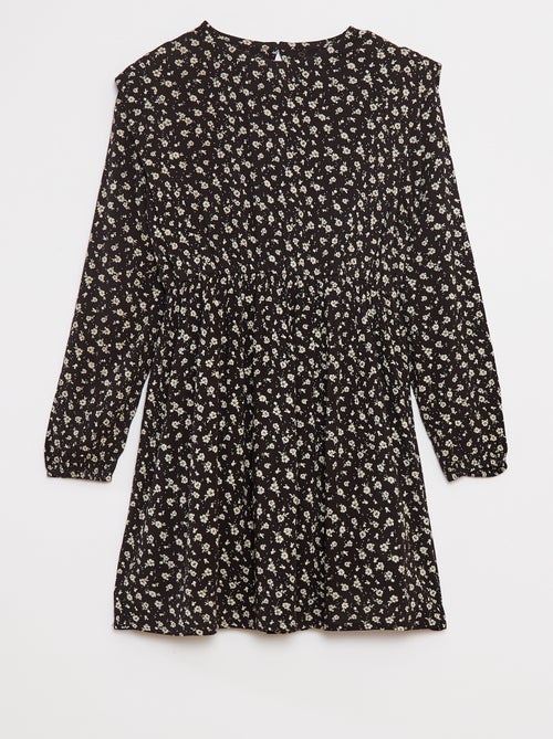 Vestido vaporoso de flores de punto de crepé - Kiabi