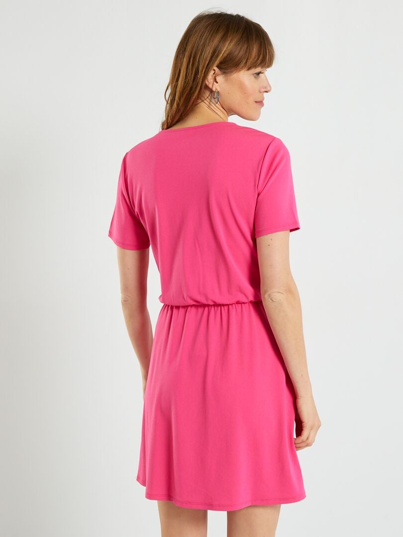 Vestido vaporoso de manga corta rosa indio - Kiabi