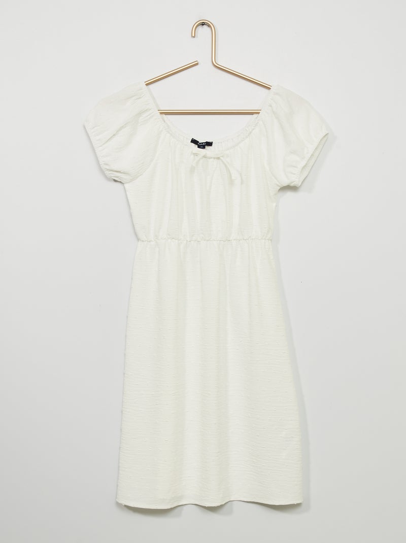 Vestido vaporoso de plumeti blanco - Kiabi