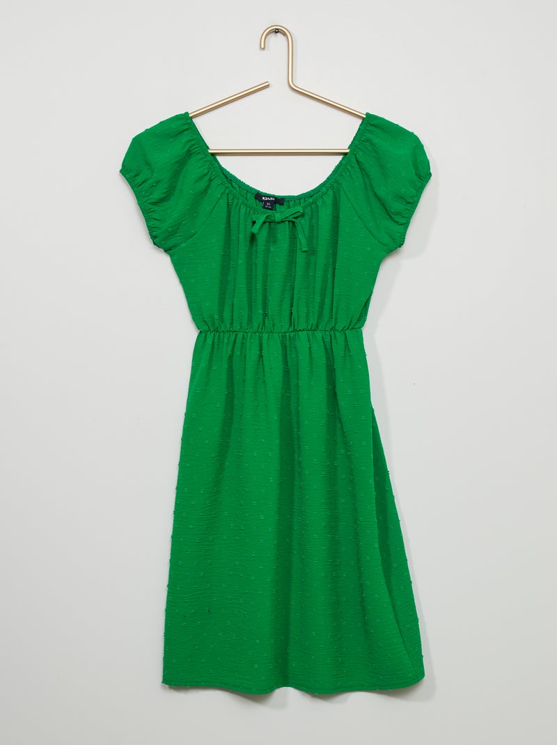 Vestido vaporoso de plumeti VERDE - Kiabi