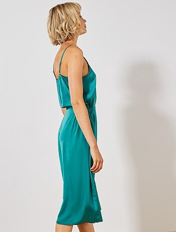 Vestido vaporoso de raso - Kiabi