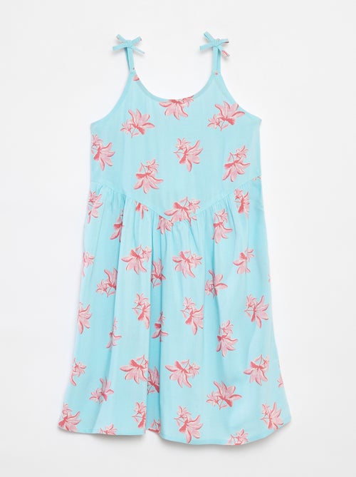 Vestido vaporoso de tirantes finos con motivo all over - Kiabi