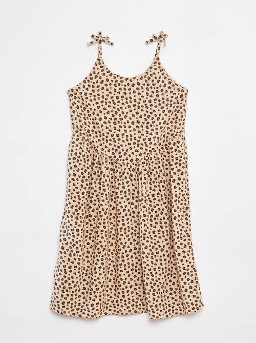 Vestido vaporoso de tirantes finos con motivo all over - Kiabi