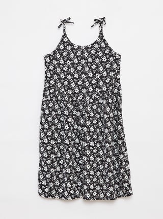 Vestido vaporoso de tirantes finos con motivo all over