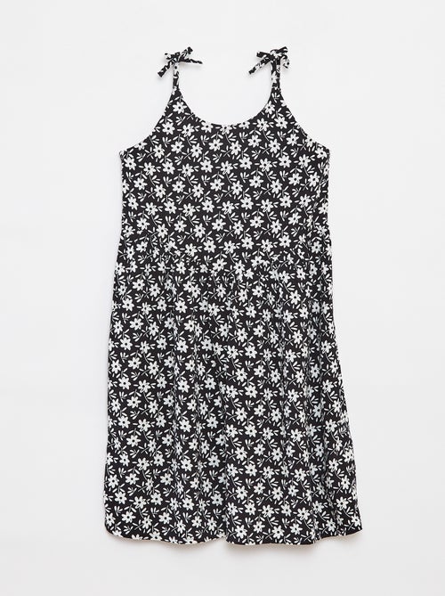 Vestido vaporoso de tirantes finos con motivo all over - Kiabi
