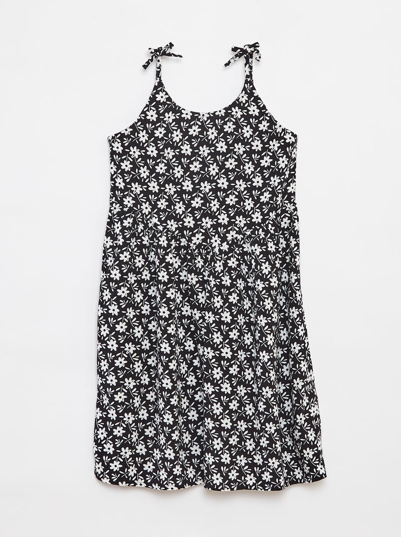 Vestido vaporoso de tirantes finos con motivo all over Negro - Kiabi