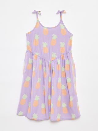 Vestido vaporoso de tirantes finos con motivo all over