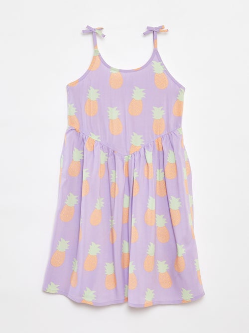 Vestido vaporoso de tirantes finos con motivo all over - Kiabi