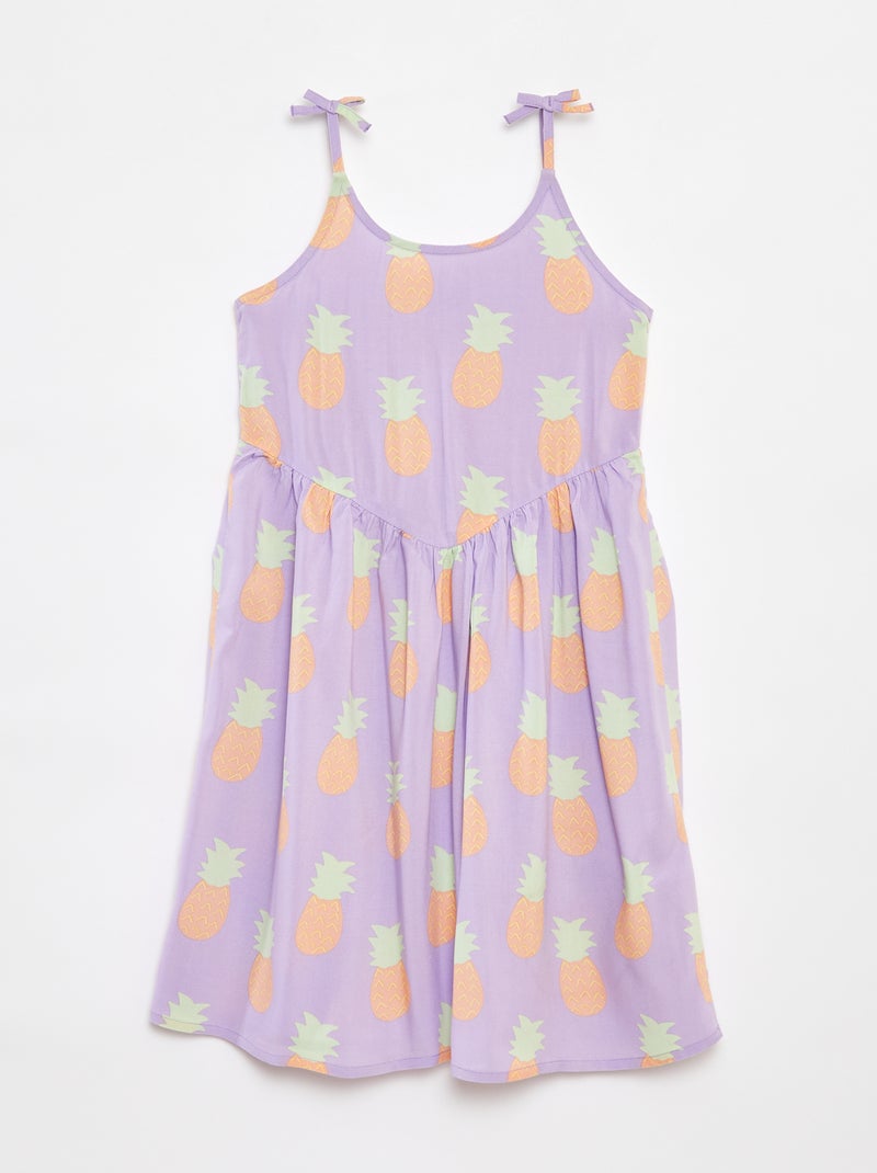 Vestido vaporoso de tirantes finos con motivo all over Purpura - Kiabi