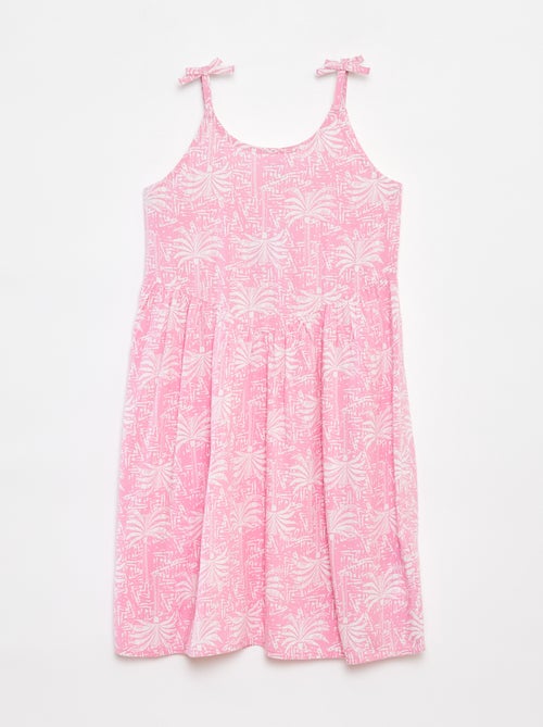 Vestido vaporoso de tirantes finos con motivo all over - Kiabi