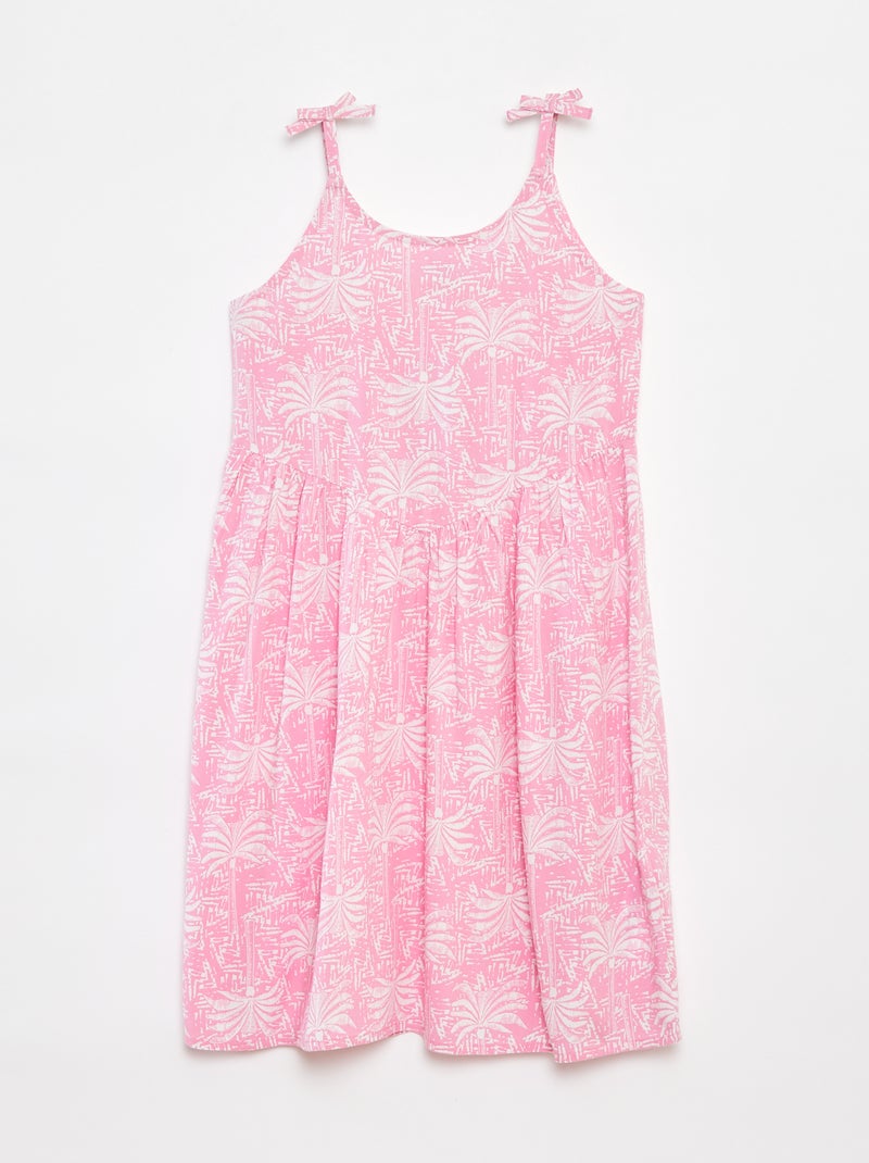 Vestido vaporoso de tirantes finos con motivo all over Rosa - Kiabi