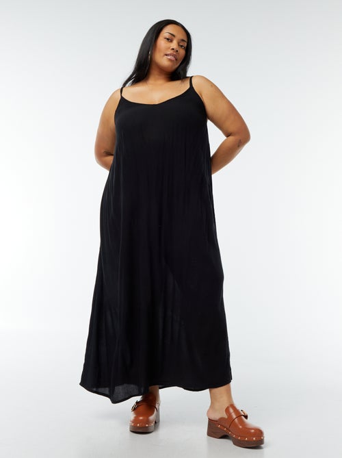 Vestido vaporoso largo con tirantes finos ajustables - Kiabi