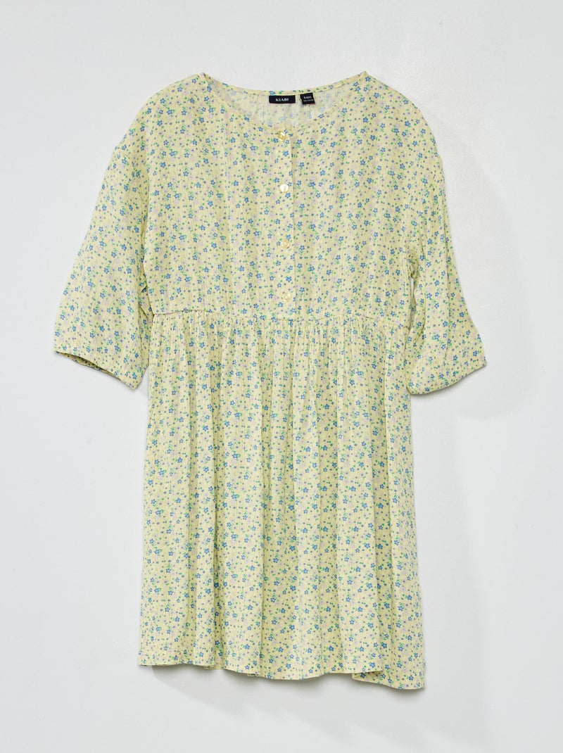 Vestido vaporoso y ligero con motivos florales AMARILLO - Kiabi
