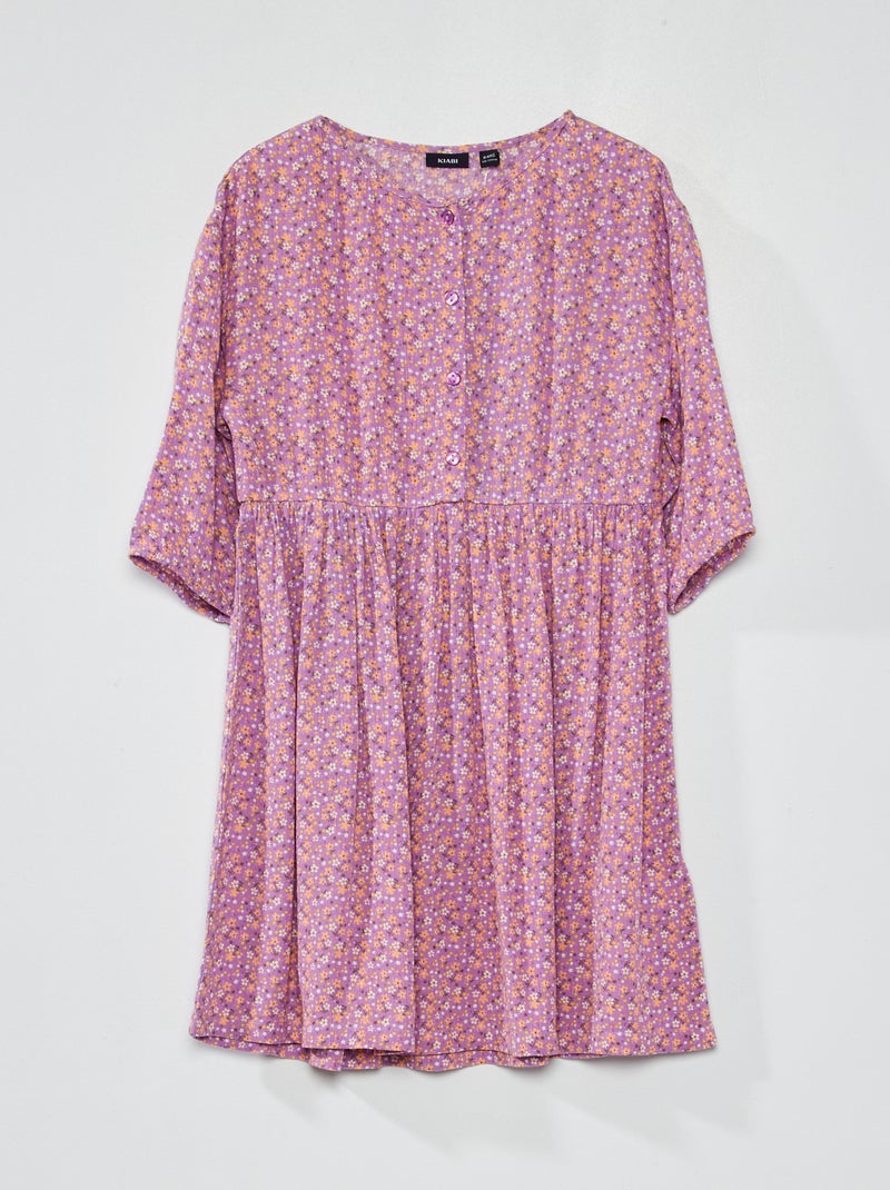 Vestido vaporoso y ligero con motivos florales PURPURA - Kiabi