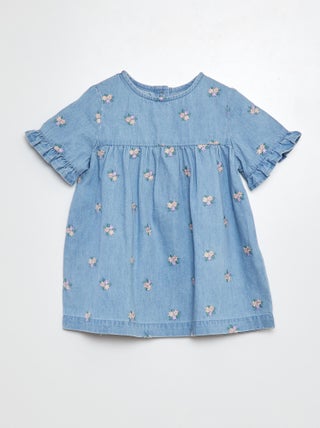 Vestido vaquero bordado 'flores'