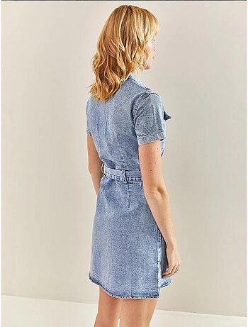 Vestido vaquero con botones a presión y cinturón lucci