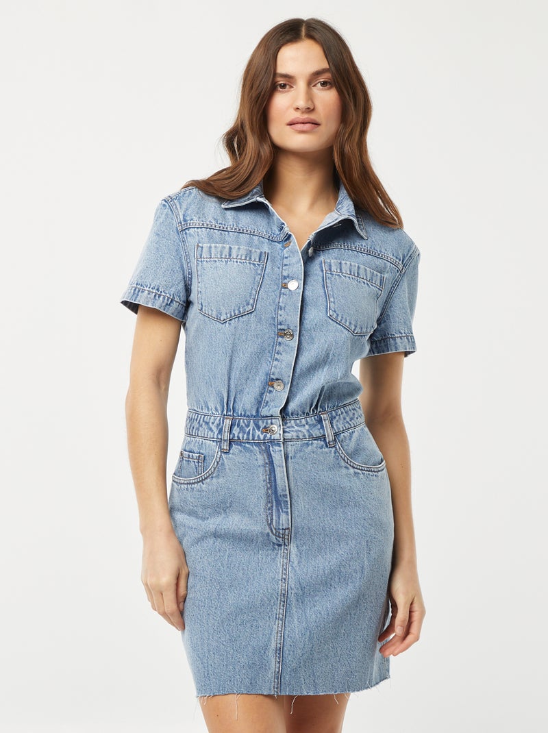 Vestido vaquero con botones AZUL - Kiabi