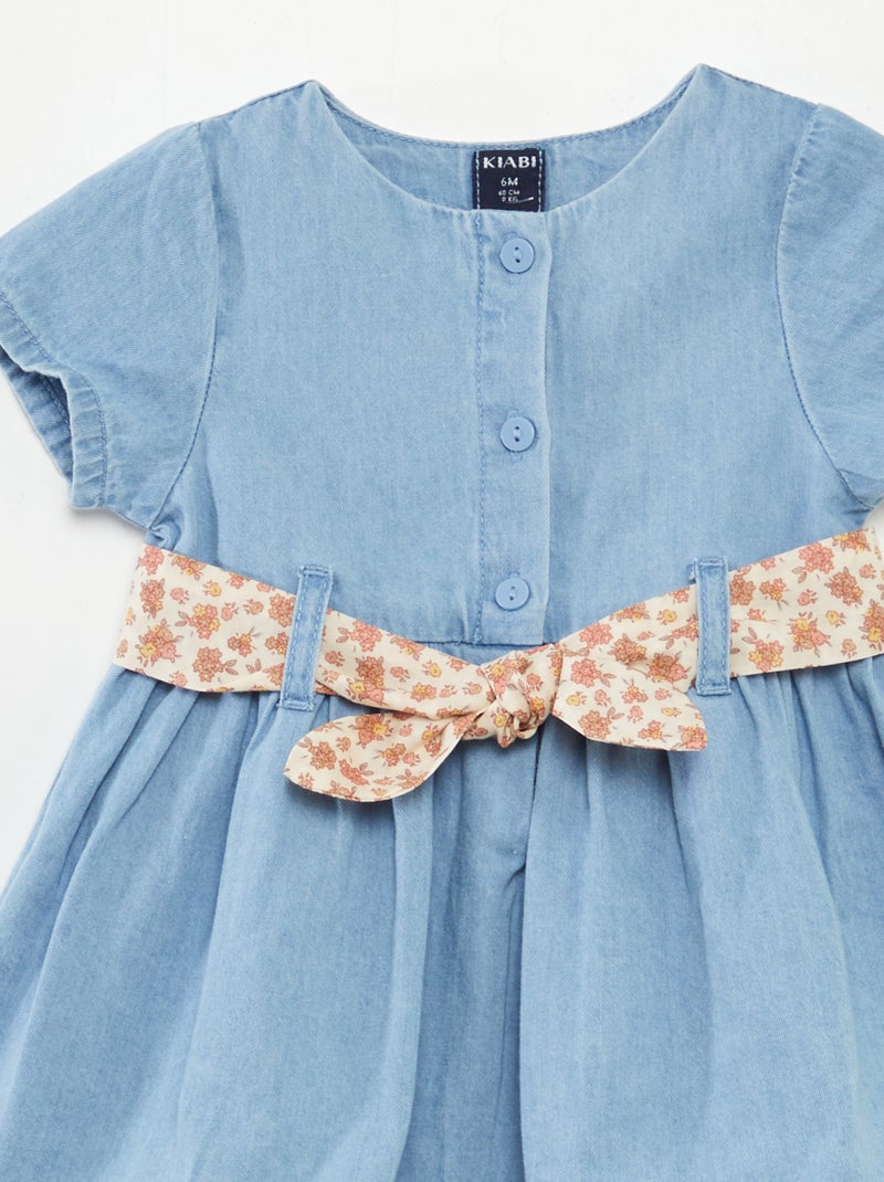 Vestido vaquero con cinturón BLANCO - Kiabi