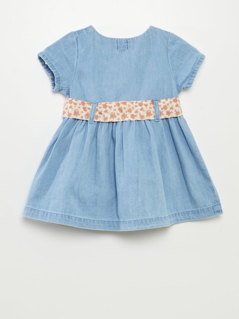 Vestido vaquero con cinturón BLANCO - Kiabi