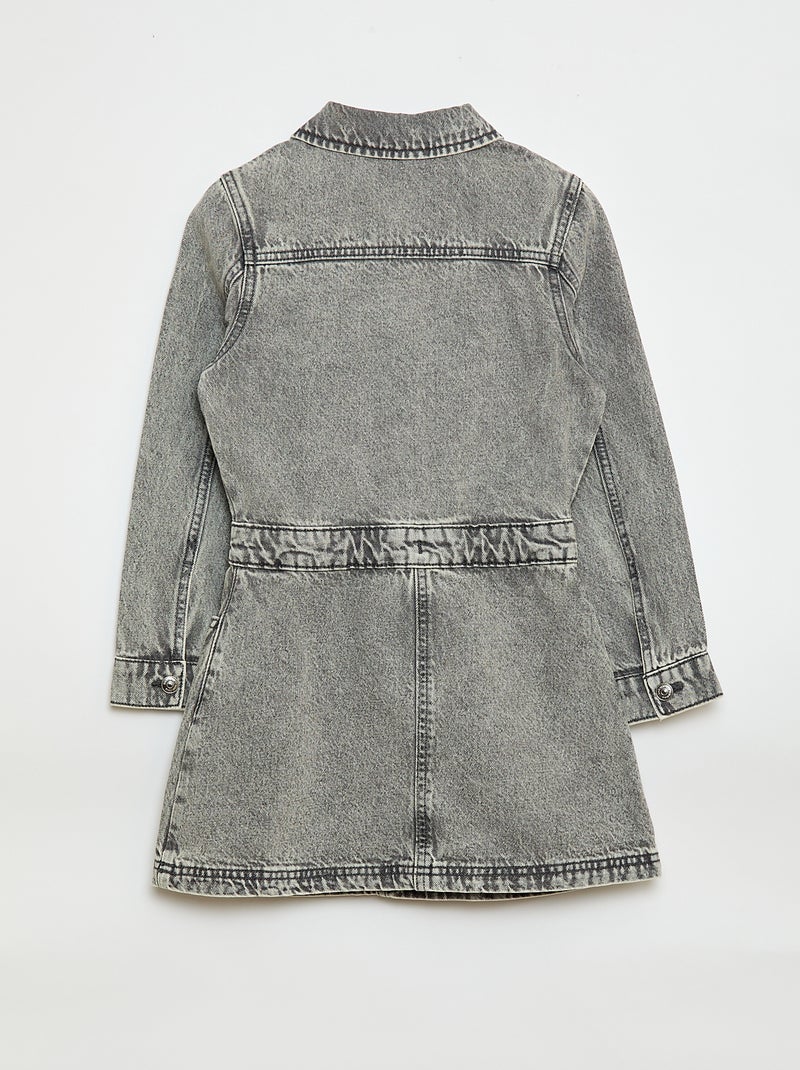 Vestido vaquero con cuello camisero Gris - Kiabi