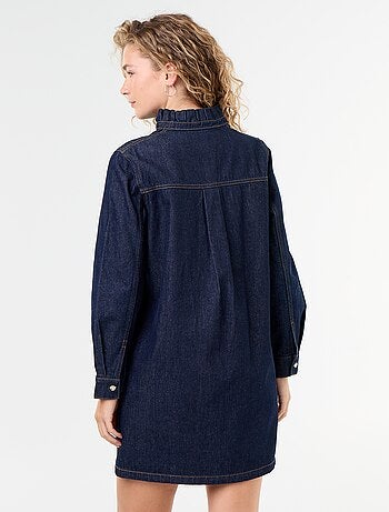 Vestido vaquero con cuello con volante