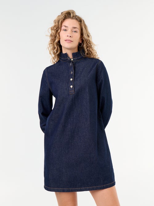 Vestido vaquero con cuello con volante - Kiabi Vestido vaquero con cuello con volante - Kiabi