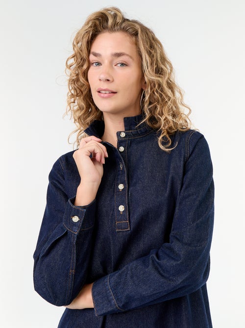 Vestido vaquero con cuello con volante - Kiabi Vestido vaquero con cuello con volante - Kiabi