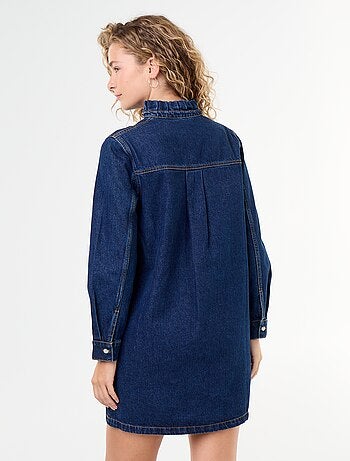 Vestido vaquero con cuello con volante