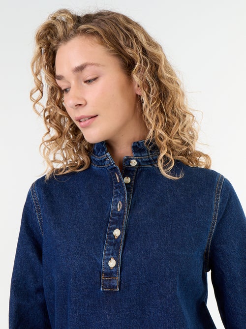 Vestido vaquero con cuello con volante - Kiabi Vestido vaquero con cuello con volante - Kiabi