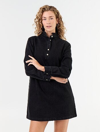 Vestido vaquero con cuello con volante