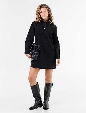 Vestido vaquero con cuello con volante
