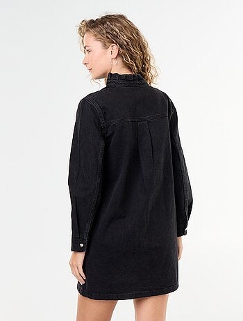 Vestido vaquero con cuello con volante