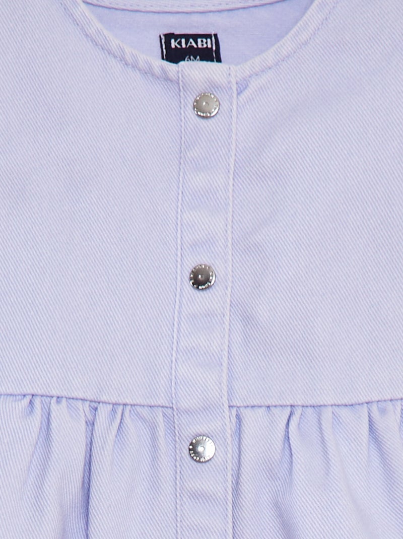 Vestido vaquero con manga corta con volante PURPURA - Kiabi