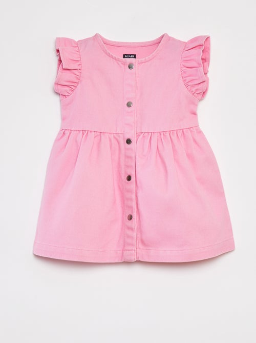 Vestido vaquero con manga corta con volante - Kiabi