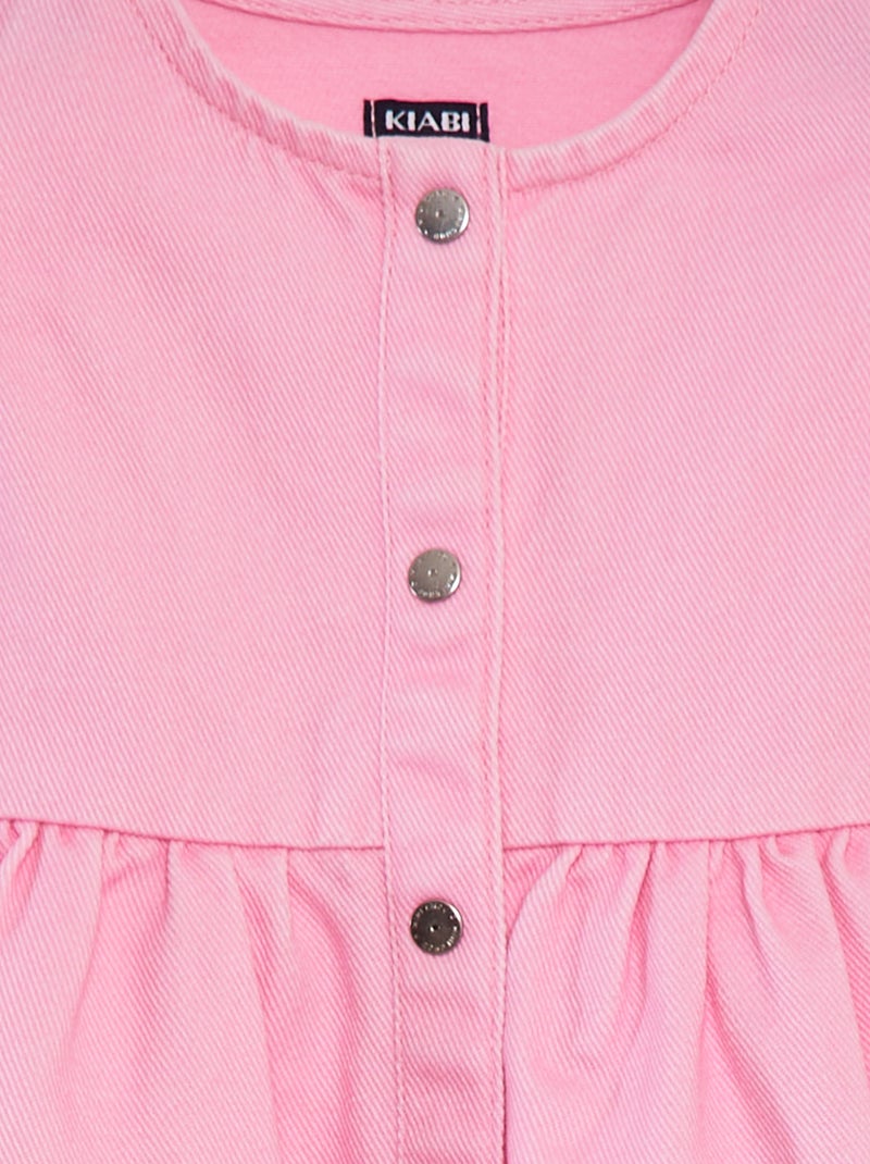 Vestido vaquero con manga corta con volante rosa - Kiabi