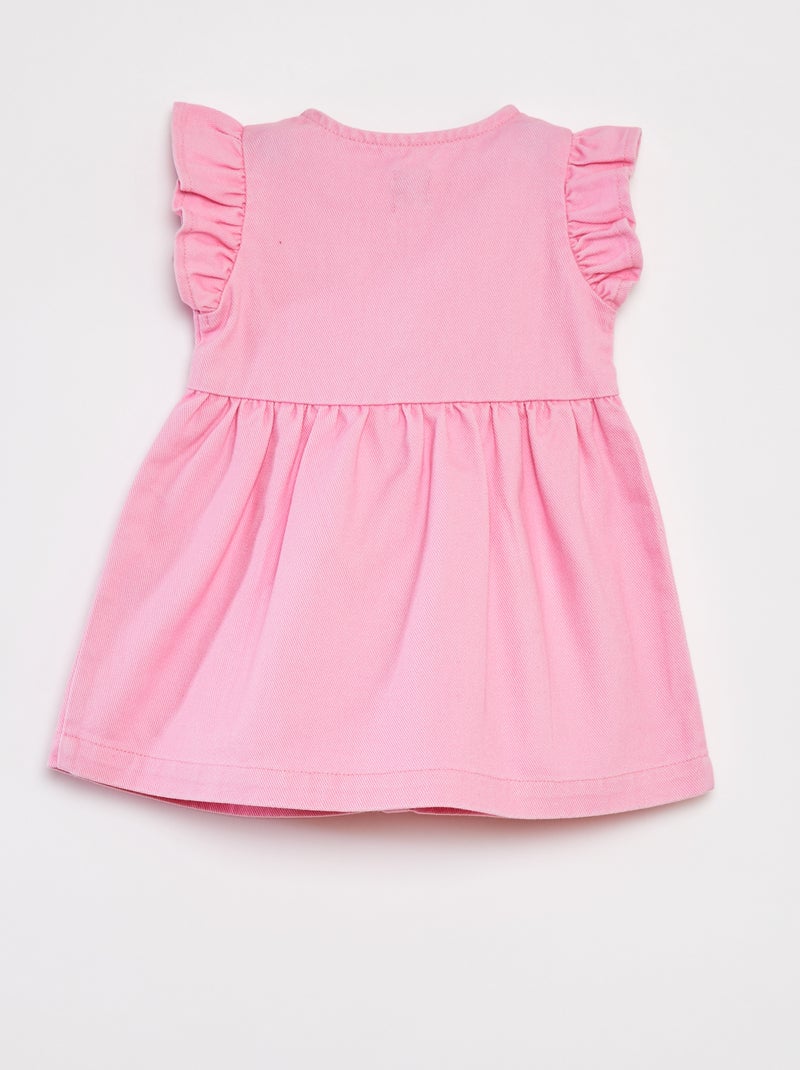 Vestido vaquero con manga corta con volante rosa - Kiabi